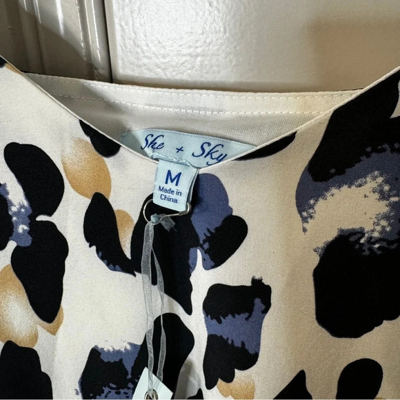 NWT She‎ + Sky Tiered Ruffle Animal Print Spaghetti Strap Sundress Slip Dress M - Picture 3 of 11